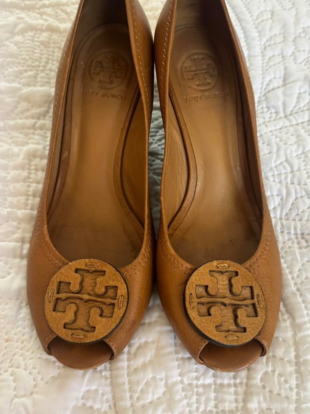 Tory Burch Women's Brown Leather Wedges Size 8